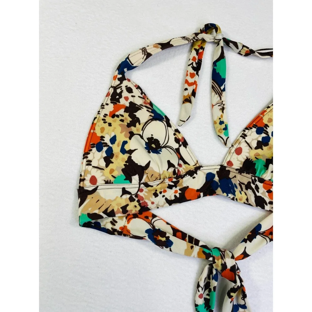 Victorias Secret Floral Bikini Set Hippie Halter T-Back Swimsuit Small Boho